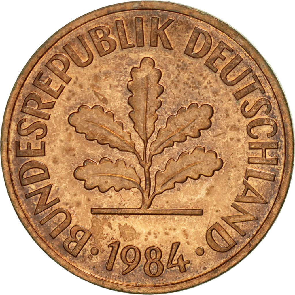 Coin, GERMANY - FEDERAL REPUBLIC, 2 Pfennig, 1984, Hambourg, EF(40-45), Copper