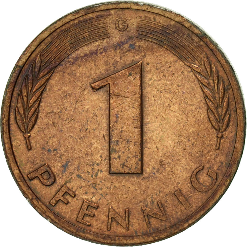 Moneta, Niemcy - RFN, Pfennig, 1990, Karlsruhe, EF(40-45), Miedź platerowana