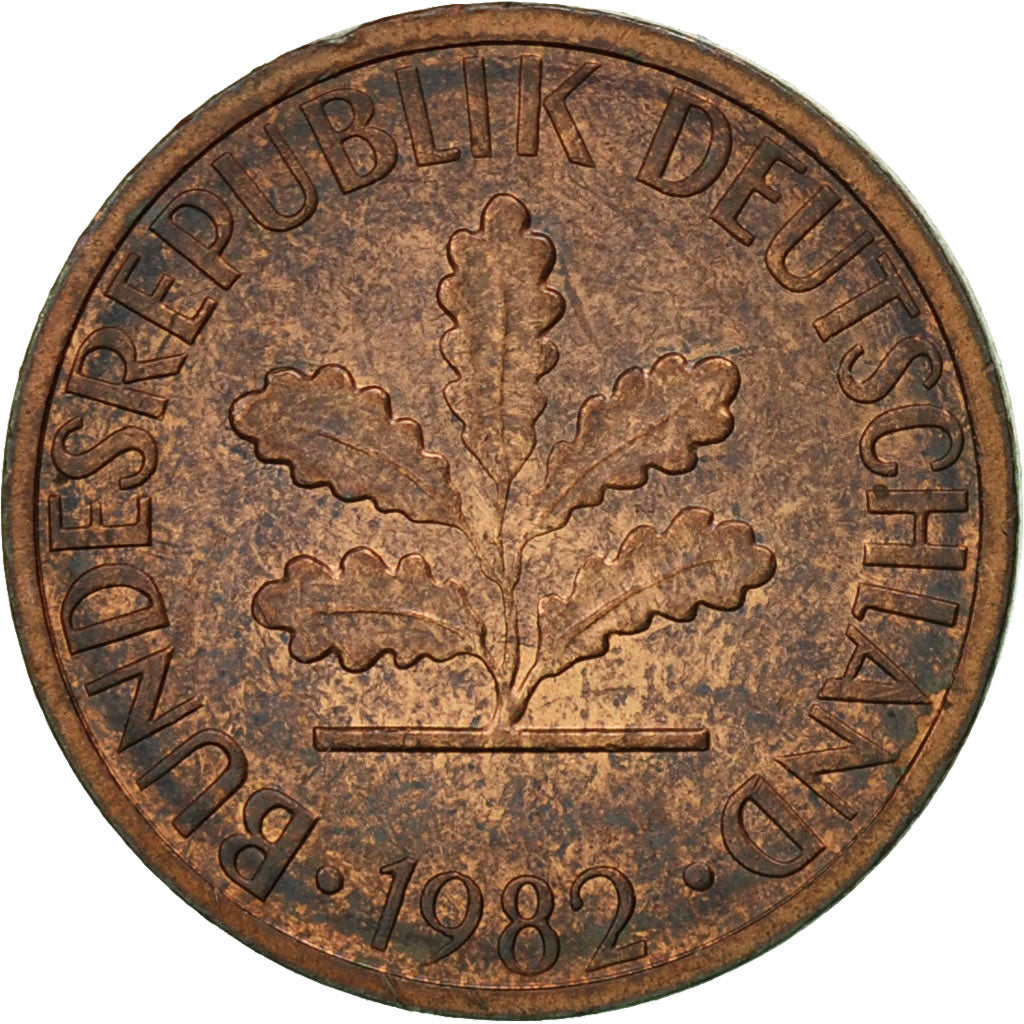 Monnaie, République fédérale allemande, Pfennig, 1982, Hambourg, TTB, Copper