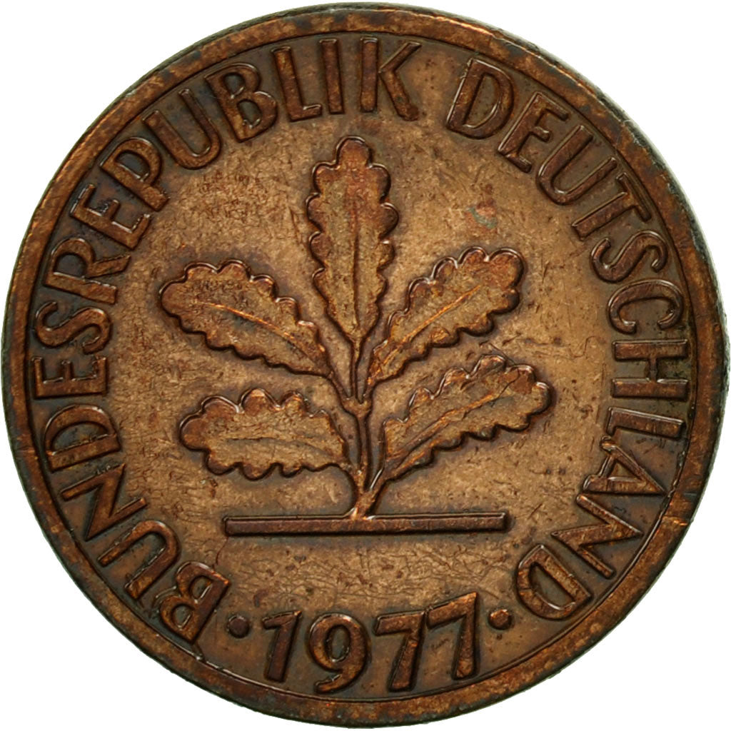 Monnaie, République fédérale allemande, Pfennig, 1977, Hambourg, TTB, Copper