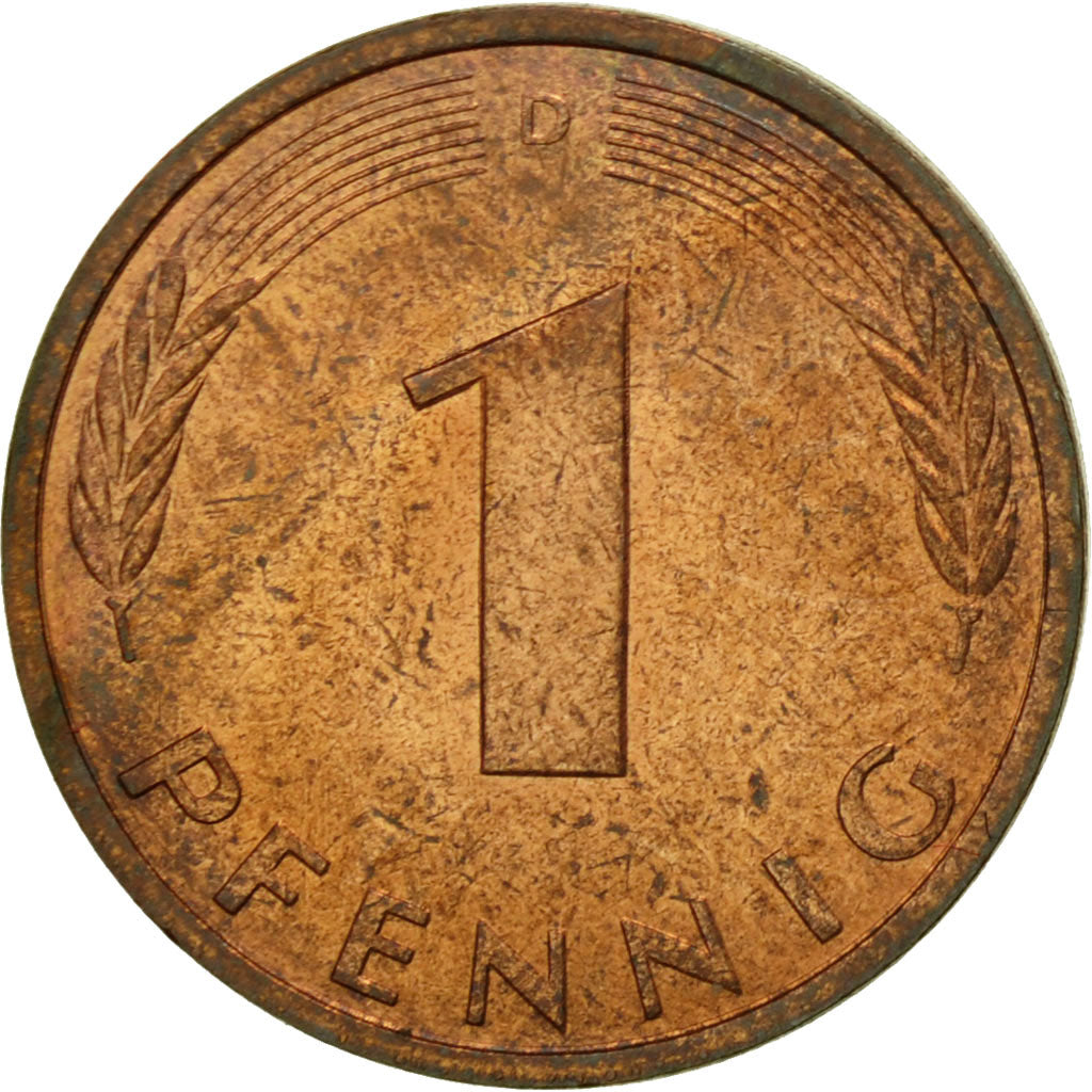Coin, GERMANY - FEDERAL REPUBLIC, Pfennig, 1989, Munich, EF(40-45), Copper