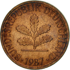 Coin, GERMANY - FEDERAL REPUBLIC, Pfennig, 1987, Munich, EF(40-45), Copper