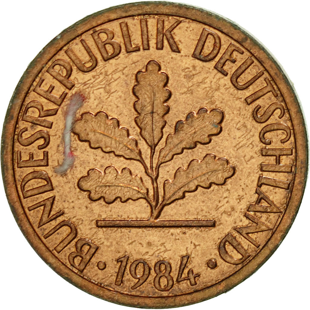 Münze, Bundesrepublik Deutschland, Pfennig, 1984, Stuttgart, SS, Copper Plated