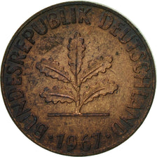 Coin, GERMANY - FEDERAL REPUBLIC, Pfennig, 1967, Munich, EF(40-45), Copper