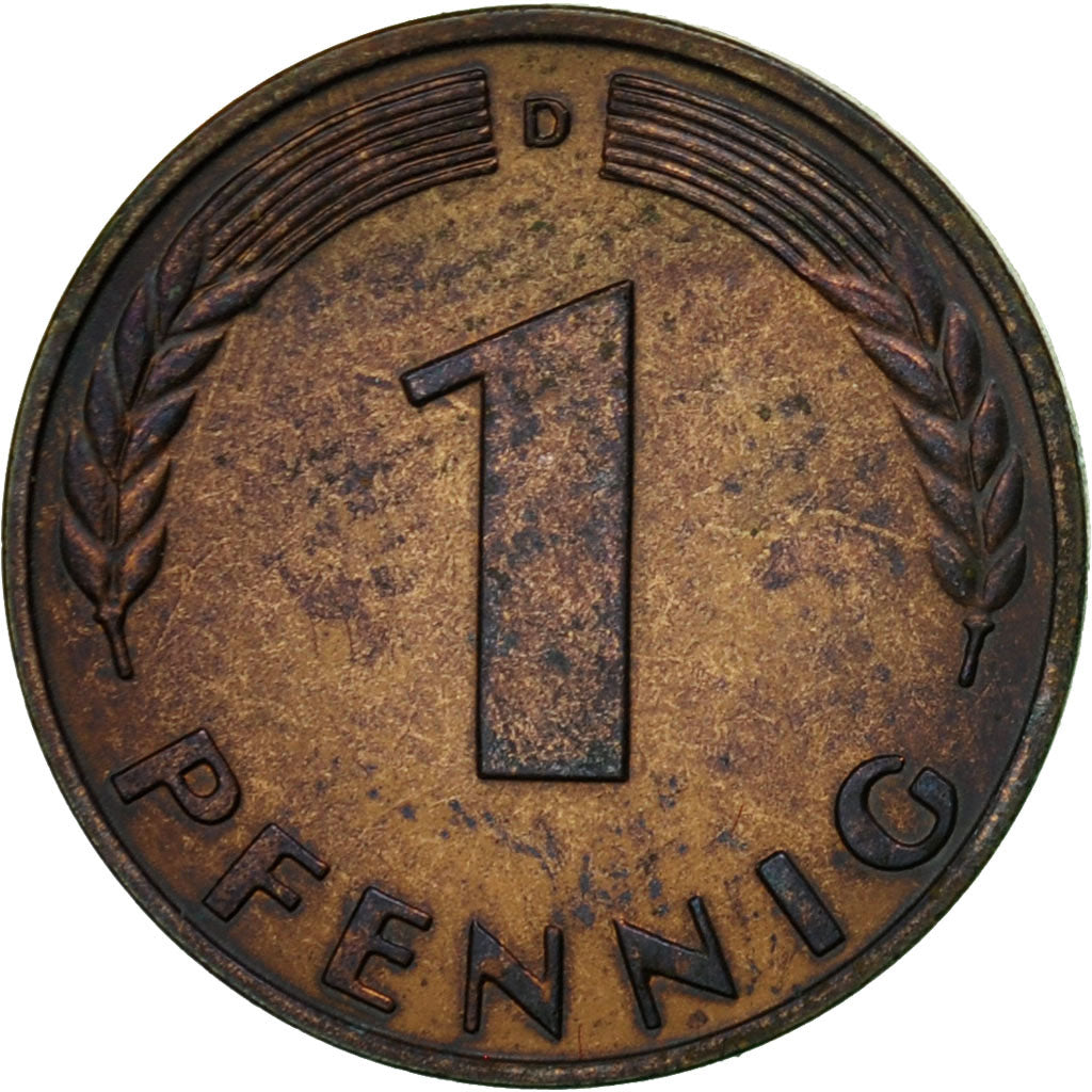 Coin, GERMANY - FEDERAL REPUBLIC, Pfennig, 1967, Munich, EF(40-45), Copper