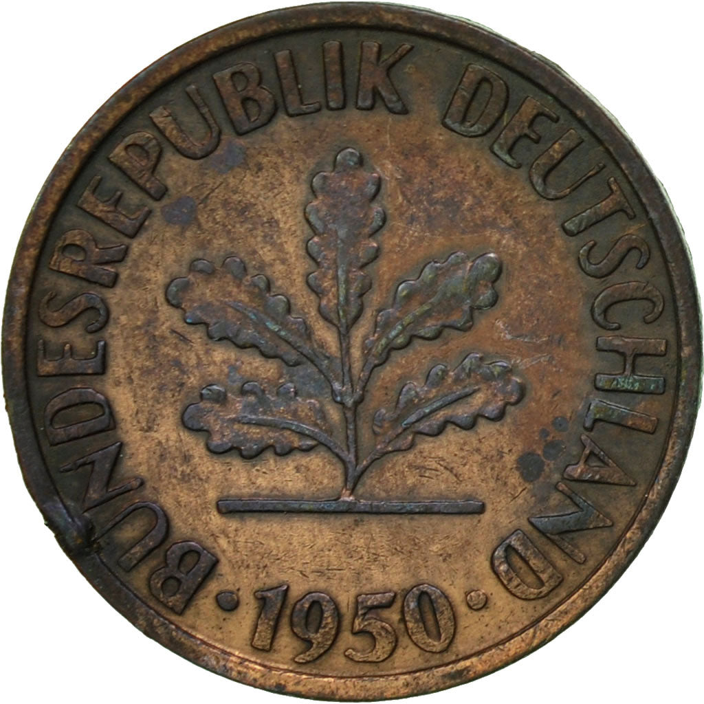 Monnaie, République fédérale allemande, Pfennig, 1950, Hambourg, TTB, Copper