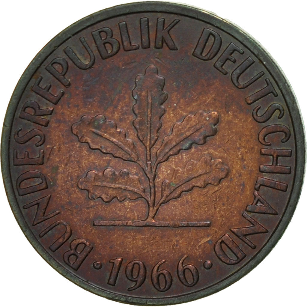 Monnaie, République fédérale allemande, Pfennig, 1966, Hambourg, TTB, Copper