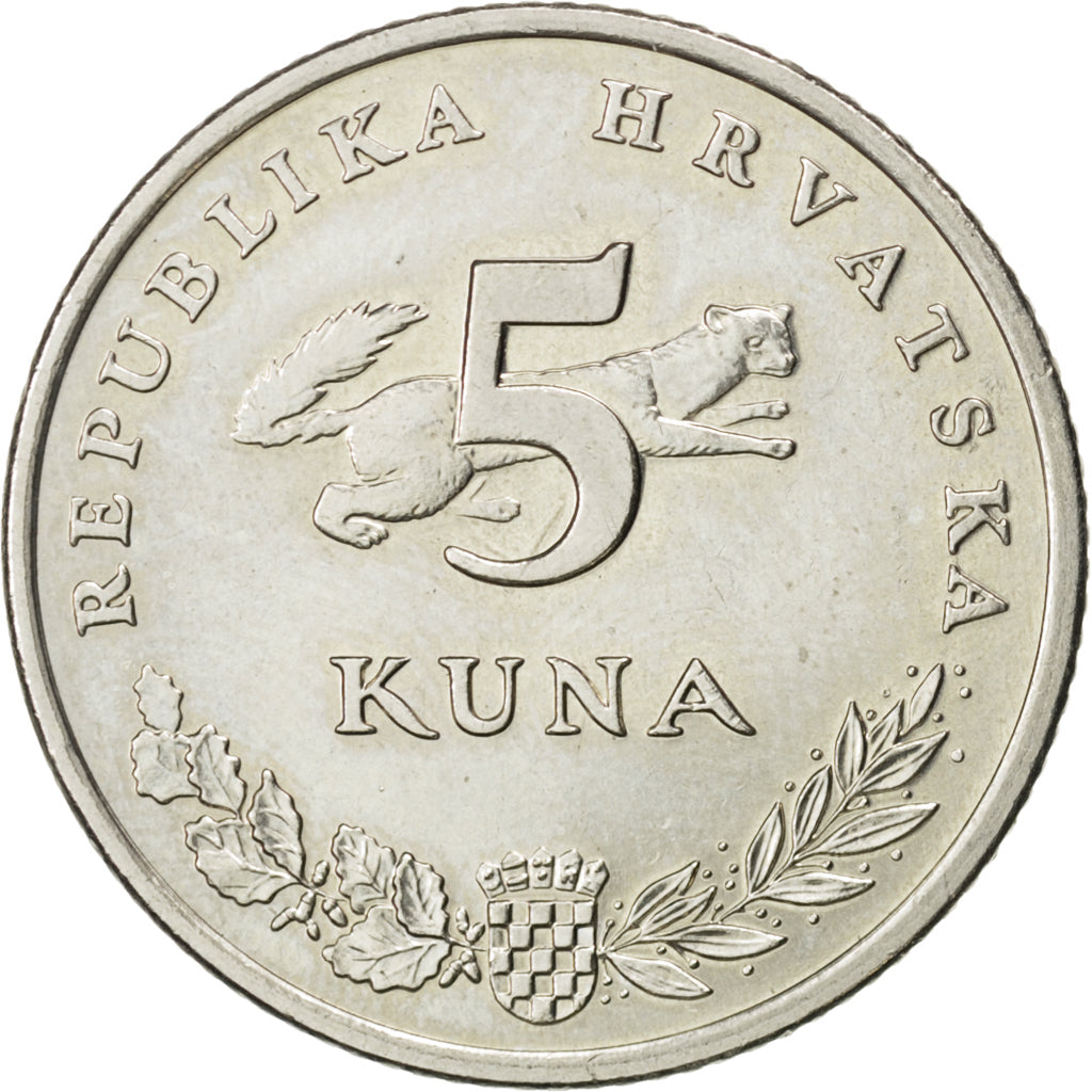 CROATIA, 5 Kuna, 1993, KM #11, MS(63), Copper-Nickel-Zinc, 26.7, 7.37