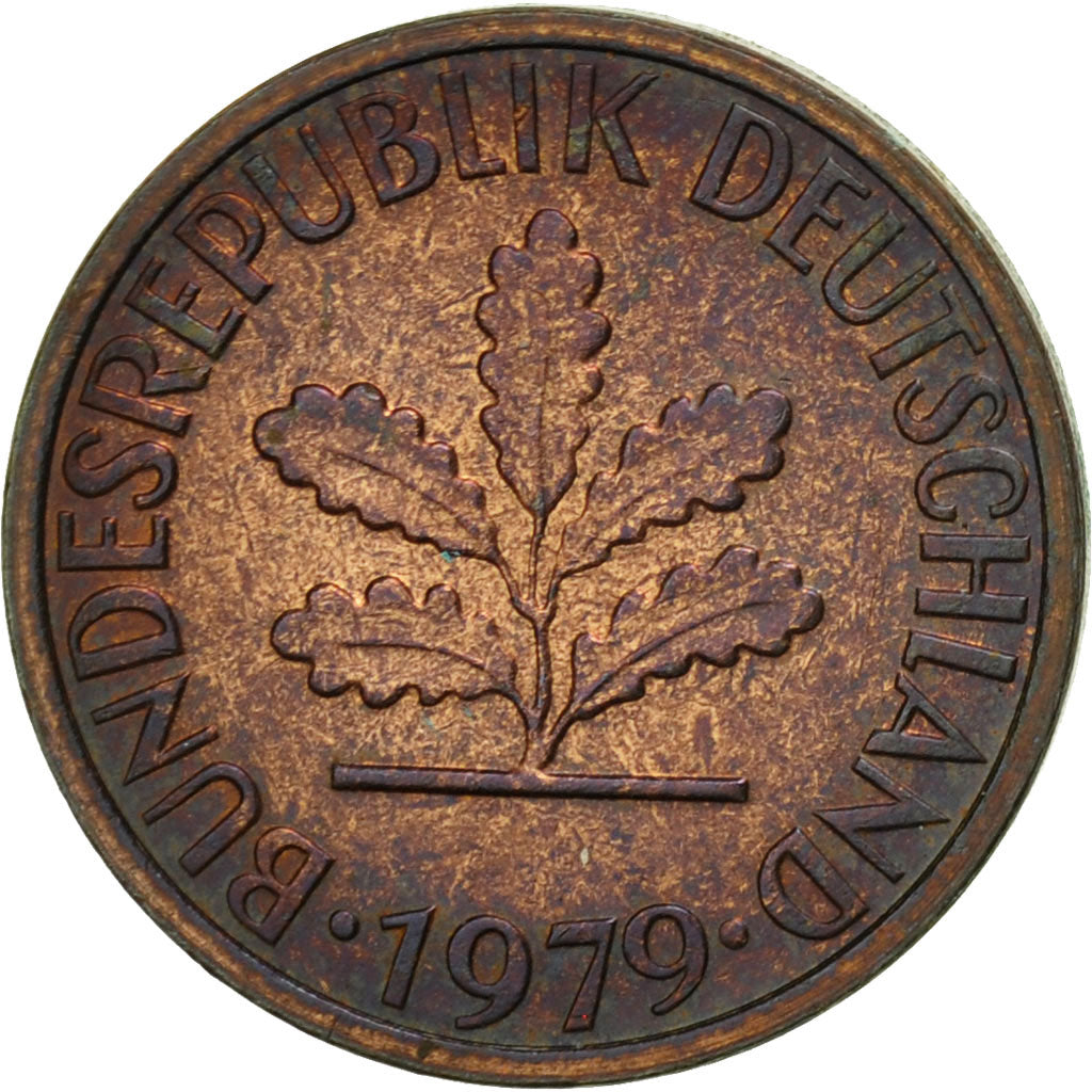 Monnaie, République fédérale allemande, Pfennig, 1979, Stuttgart, TTB, Copper