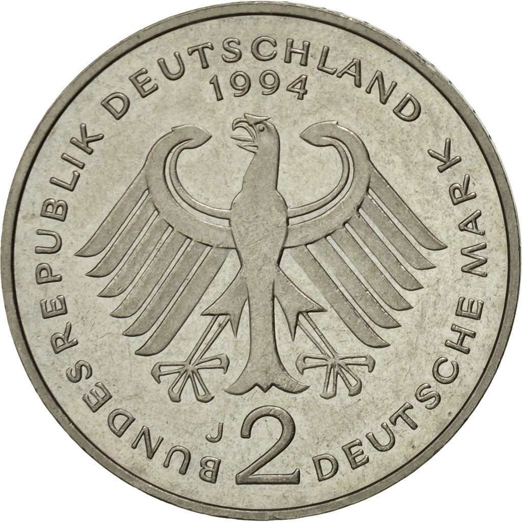 GERMANY - FEDERAL REPUBLIC, 2 Mark, 1994, Hambourg, AU(55-58), Copper-Nickel