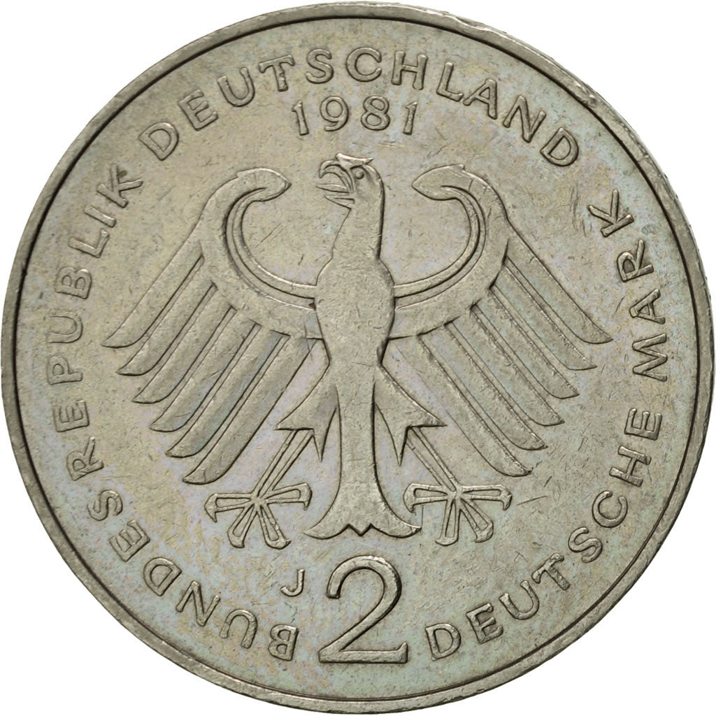 Coin, GERMANY - FEDERAL REPUBLIC, 2 Mark, 1981, Hambourg, AU(50-53)