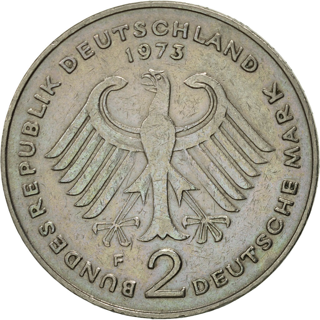 Coin, GERMANY - FEDERAL REPUBLIC, 2 Mark, 1973, Stuttgart, AU(50-53)
