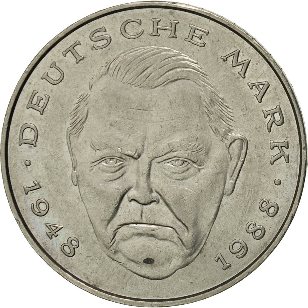 Coin, GERMANY - FEDERAL REPUBLIC, 2 Mark, 1989, Hambourg, AU(50-53)