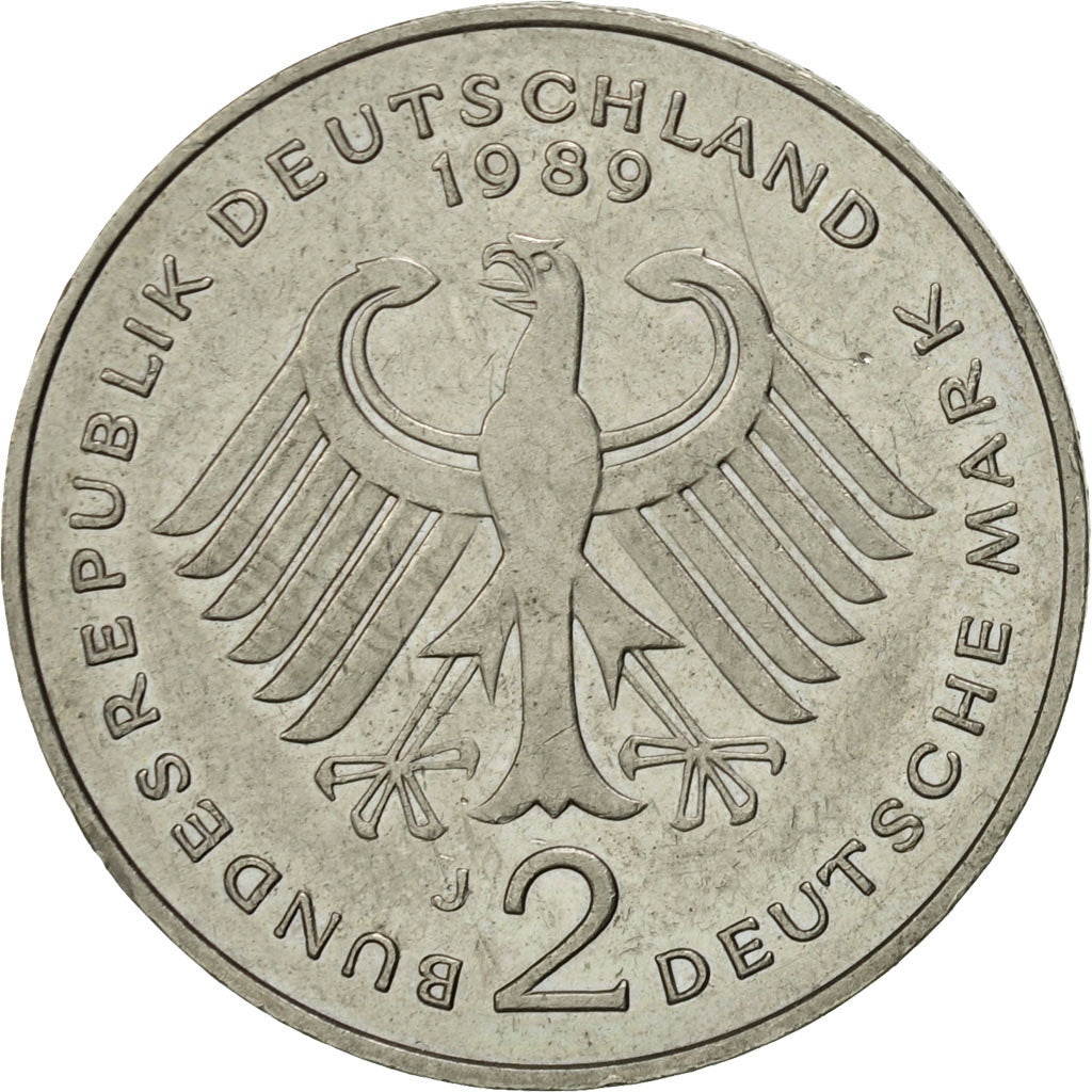 Coin, GERMANY - FEDERAL REPUBLIC, 2 Mark, 1989, Hambourg, AU(50-53)