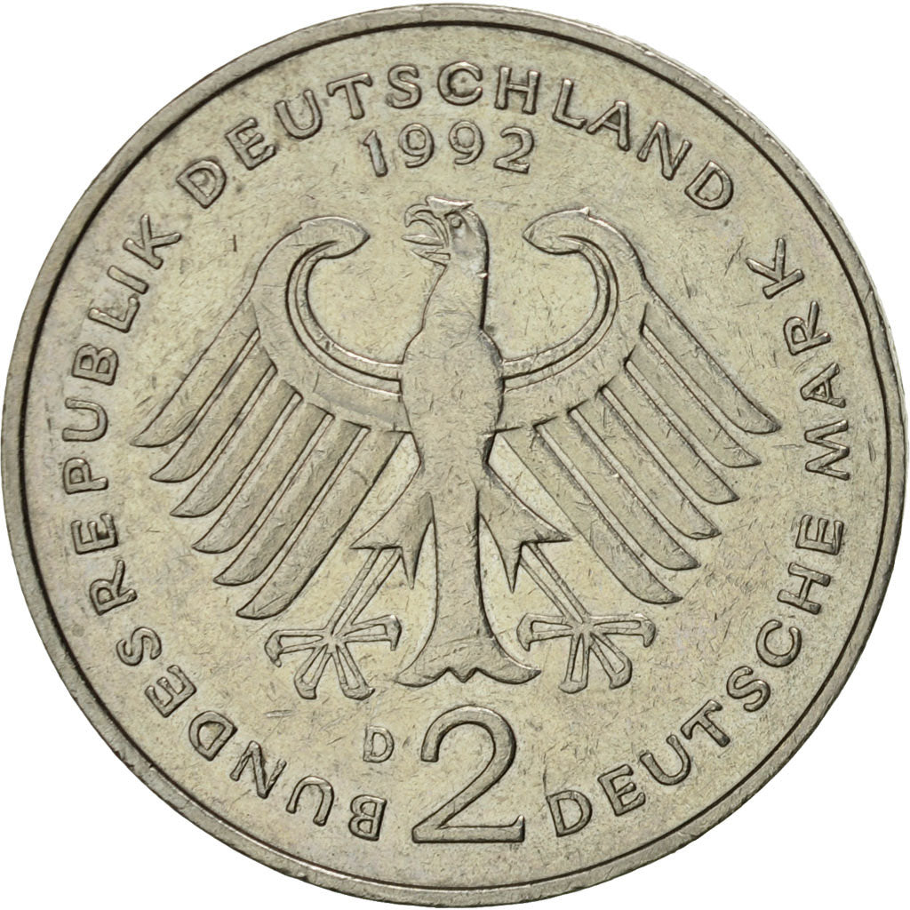 Monnaie, République fédérale allemande, 2 Mark, 1992, Munich, TTB+