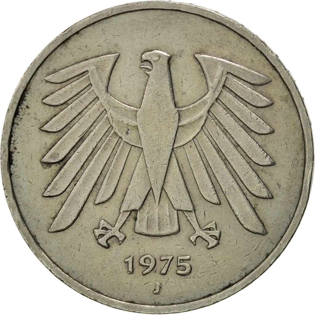 Coin, GERMANY - FEDERAL REPUBLIC, 5 Mark, 1975, Hambourg, AU(50-53)
