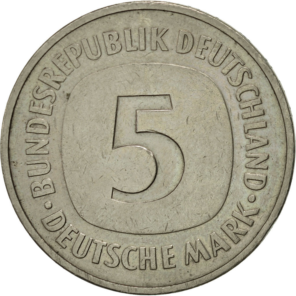 Munten, Federale Duitse Republiek, 5 Mark, 1975, Karlsruhe, ZF+, Copper-Nickel
