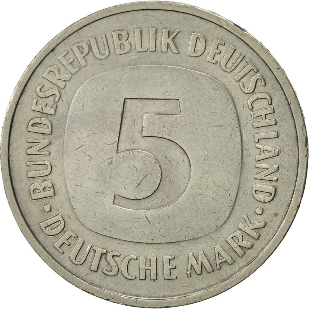Coin, GERMANY - FEDERAL REPUBLIC, 5 Mark, 1975, Karlsruhe, AU(50-53)