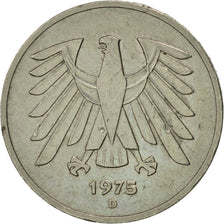 Coin, GERMANY - FEDERAL REPUBLIC, 5 Mark, 1975, Munich, AU(50-53), Copper-Nickel