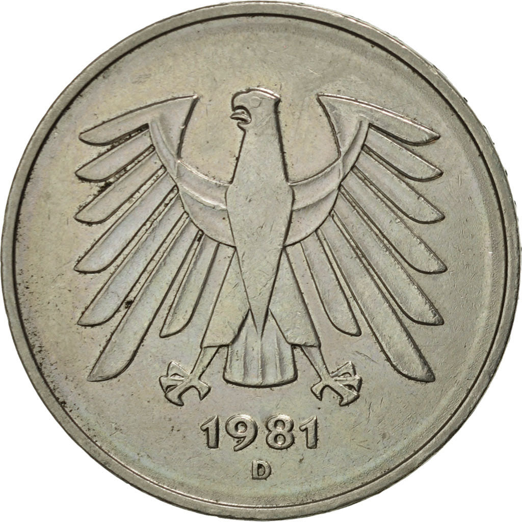 GERMANY - FEDERAL REPUBLIC, 5 Mark, 1981, Munich, AU(50-53), Copper-Nickel Clad