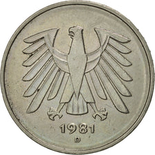 GERMANY - FEDERAL REPUBLIC, 5 Mark, 1981, Munich, AU(50-53), Copper-Nickel Clad