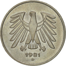 Moneta, GERMANIA - REPUBBLICA FEDERALE, 5 Mark, 1981, Munich, BB+, Nichel