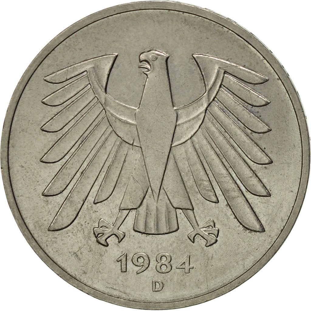 Coin, GERMANY - FEDERAL REPUBLIC, 5 Mark, 1984, Munich, AU(50-53), Copper-Nickel