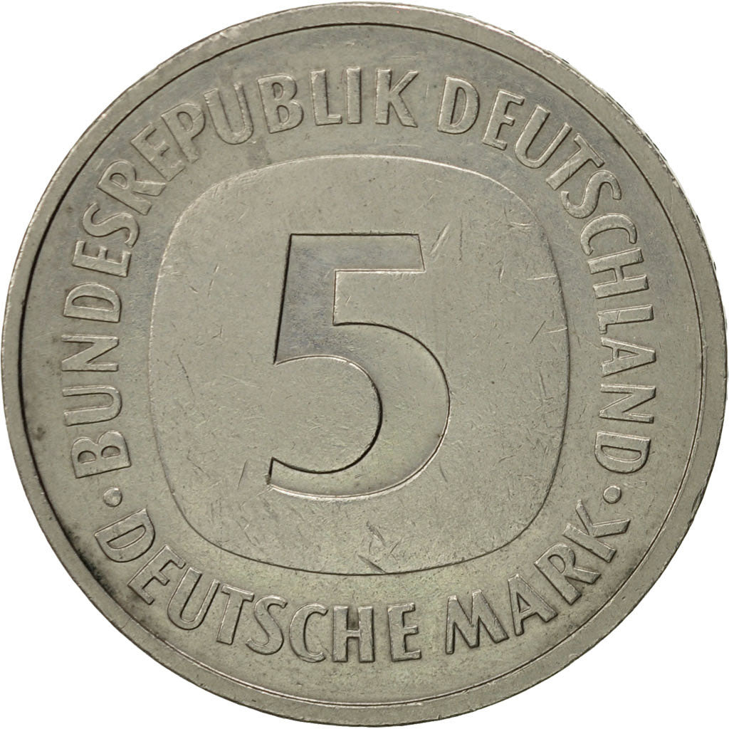 GERMANY - FEDERAL REPUBLIC, 5 Mark, 1988, Stuttgart, AU(50-53), Copper-Nickel