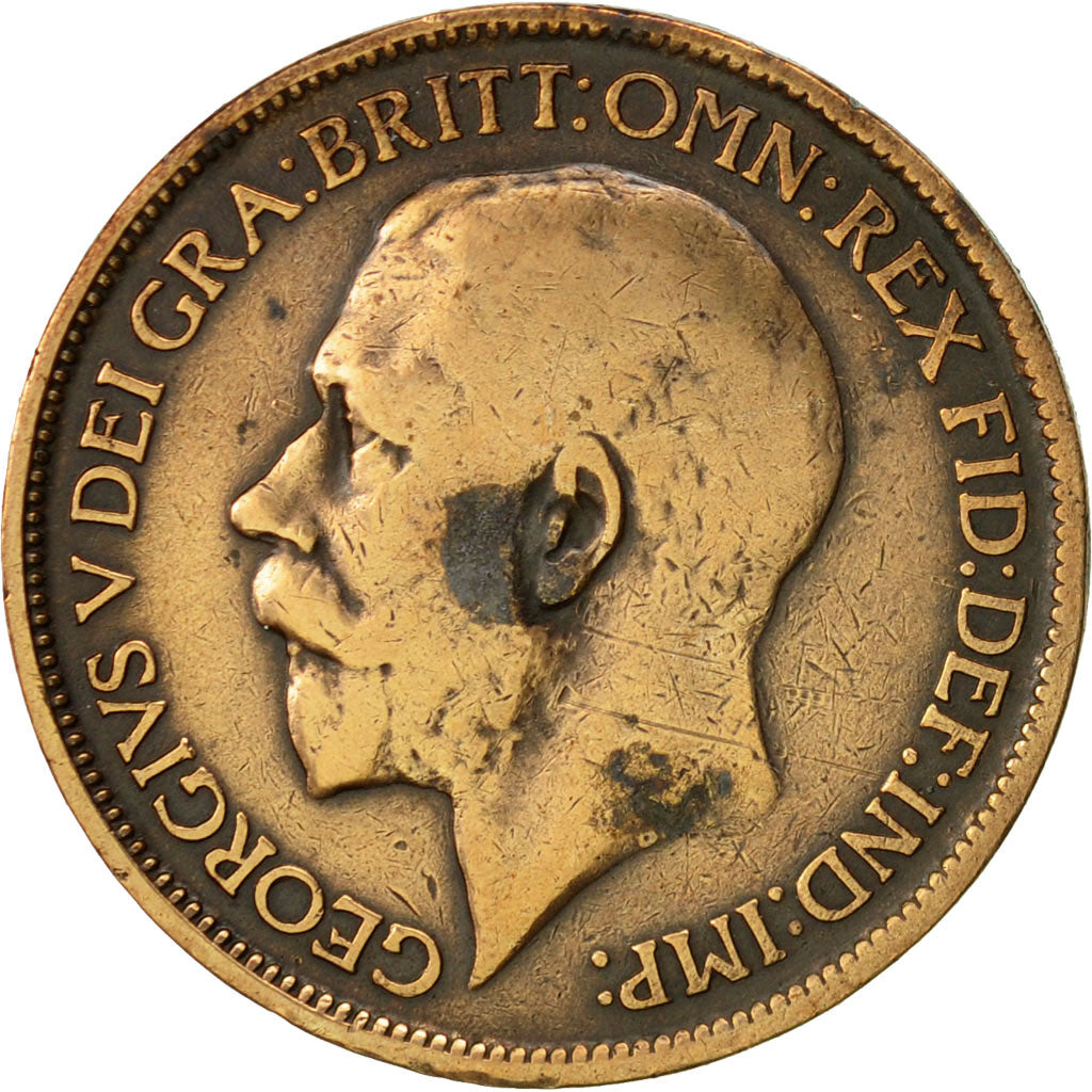 Coin, Great Britain, George V, 1/2 Penny, 1918, VF(30-35), Bronze, KM:809