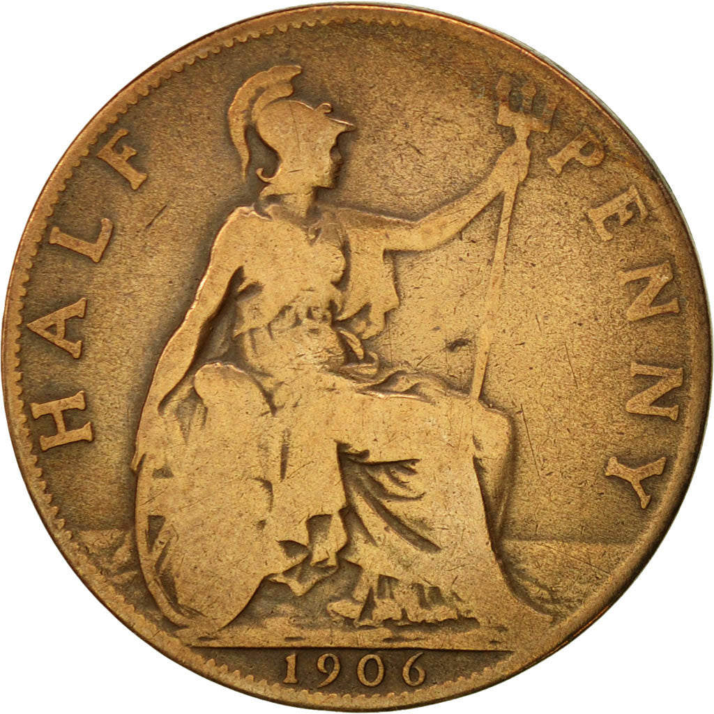 Coin, Great Britain, Edward VII, 1/2 Penny, 1906, VF(30-35), Bronze, KM:793.2