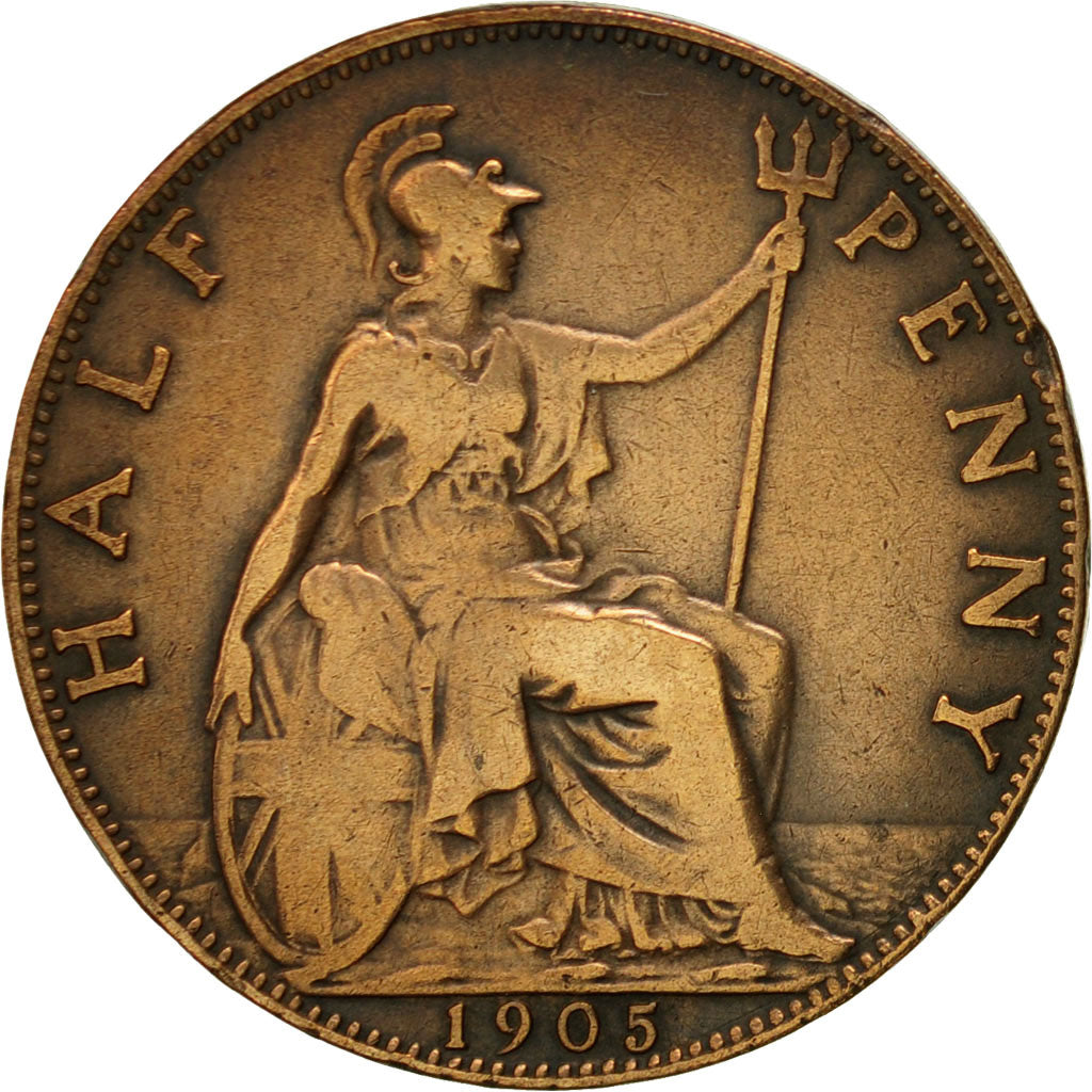 Great Britain, Edward VII, 1/2 Penny, 1905, EF(40-45), Bronze, KM:793.2