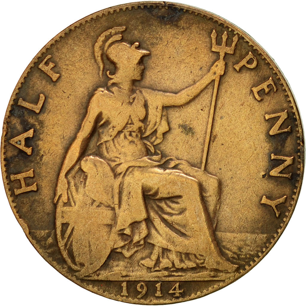 Coin, Great Britain, George V, 1/2 Penny, 1914, EF(40-45), Bronze, KM:809