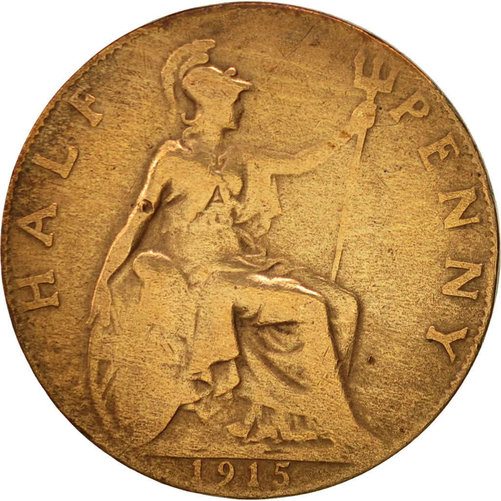 Coin, Great Britain, George V, 1/2 Penny, 1915, VF(30-35), Bronze, KM:809