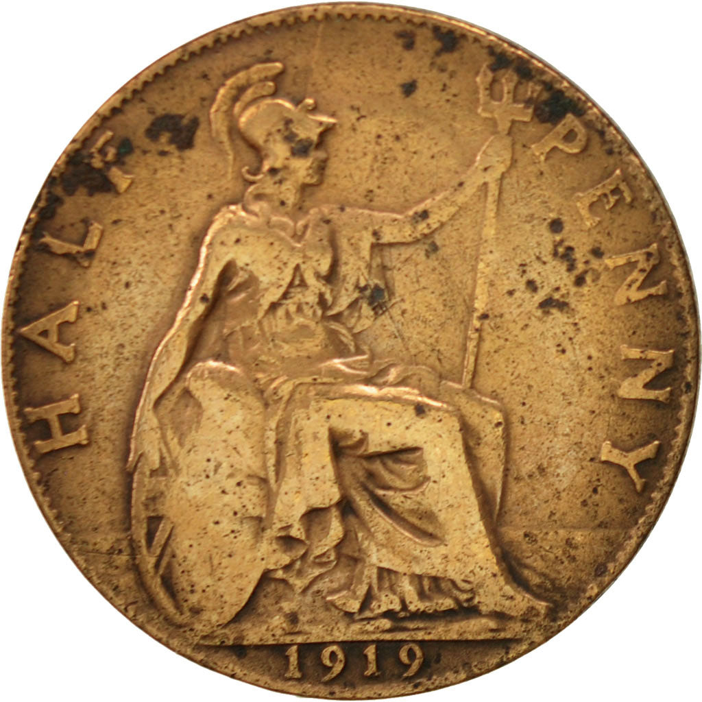 Coin, Great Britain, George V, 1/2 Penny, 1919, EF(40-45), Bronze, KM:809