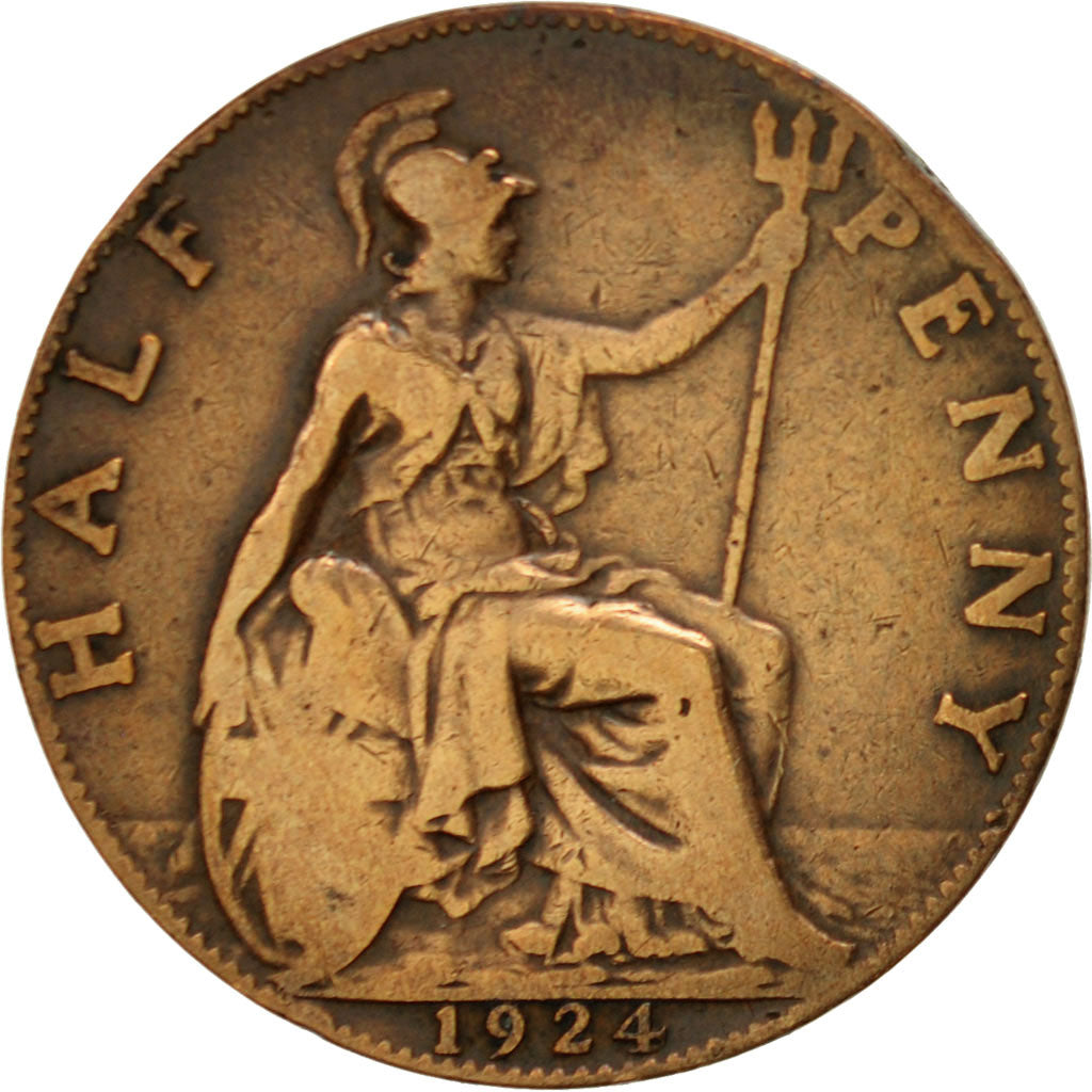 Coin, Great Britain, George V, 1/2 Penny, 1924, EF(40-45), Bronze, KM:809
