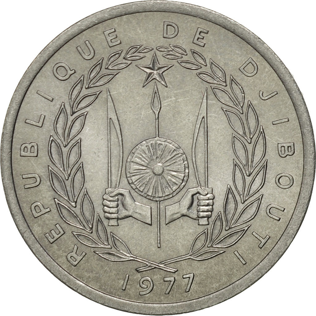 Coin, Djibouti, Franc, 1977, Paris, MS(63), Aluminum, KM:20