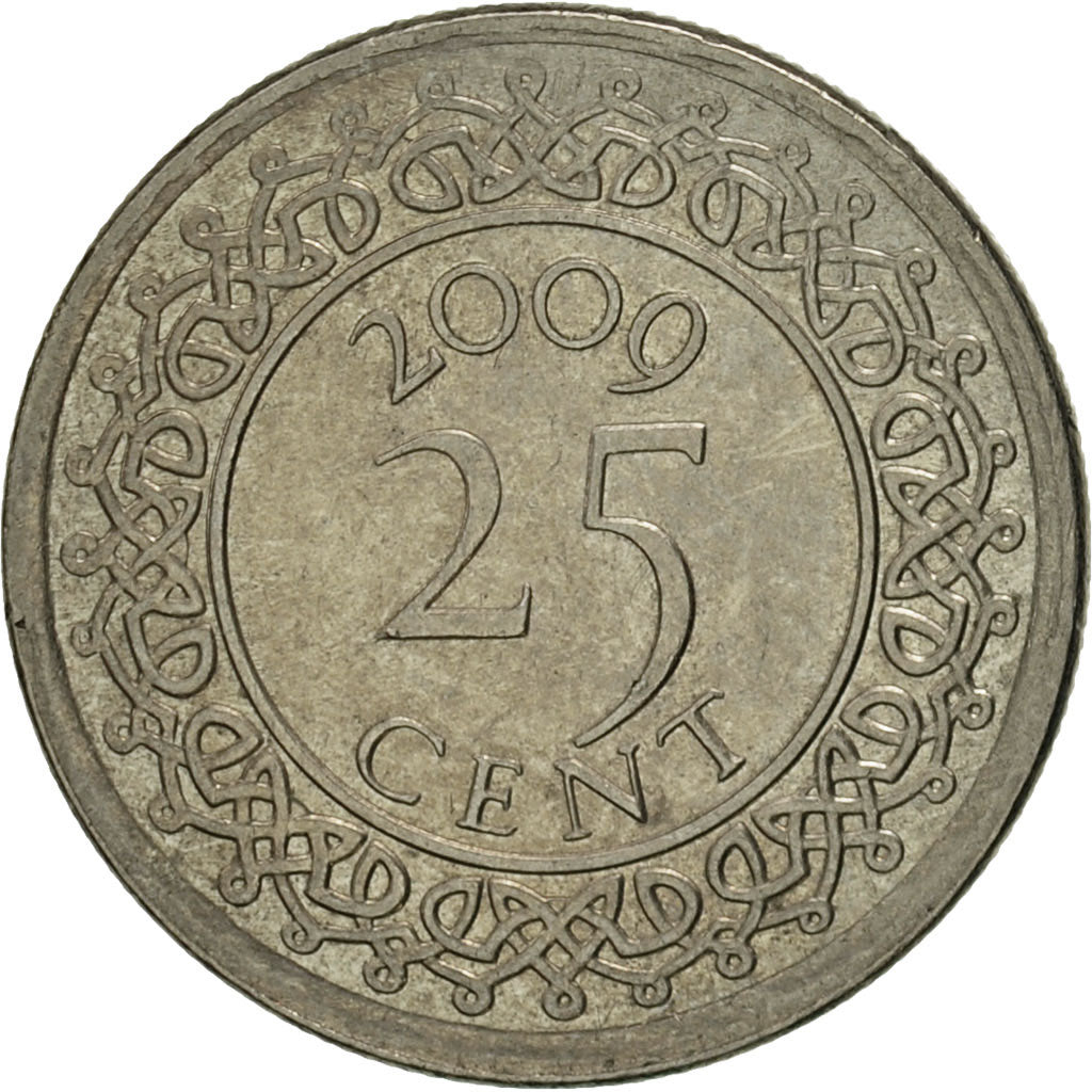 Coin, Surinam, 25 Cents, 2009, AU(55-58), Nickel plated steel, KM:14A