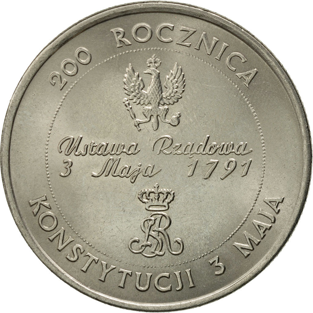 Coin, Poland, 10000 Zlotych, 1991, Warsaw, MS(60-62), Nickel plated steel