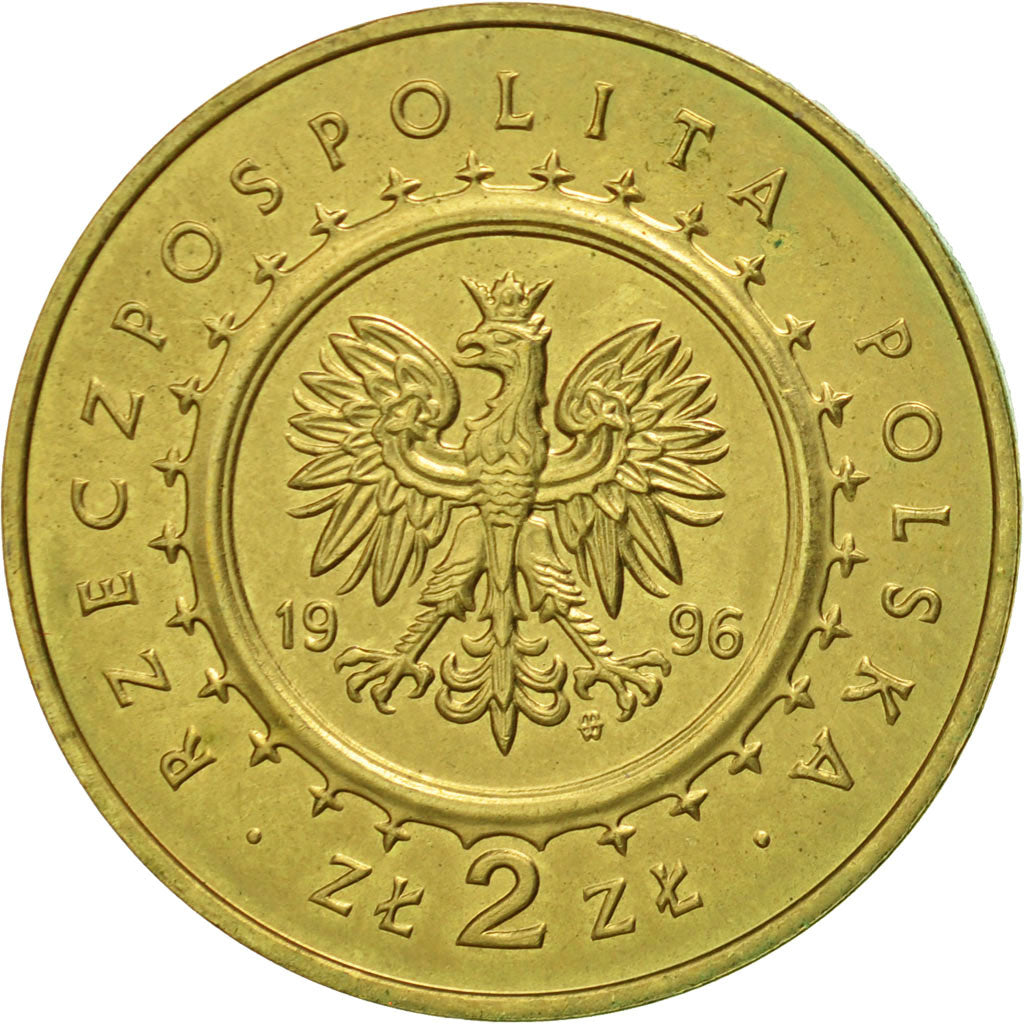 Poland, 2 Zlote, 1996, Warsaw, MS(60-62), Brass, KM:313