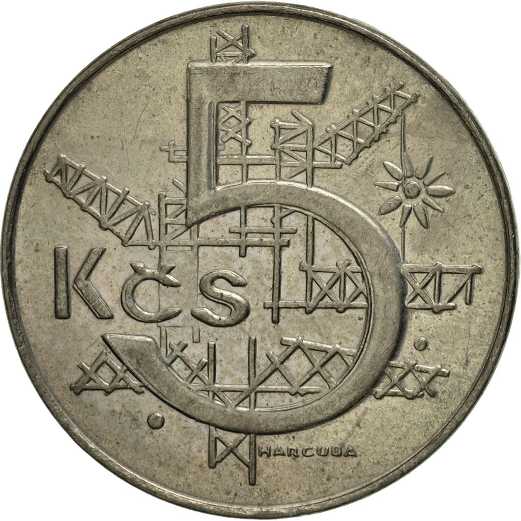 Czechoslovakia, 5 Korun, 1991, AU(55-58), Copper-nickel, KM:152