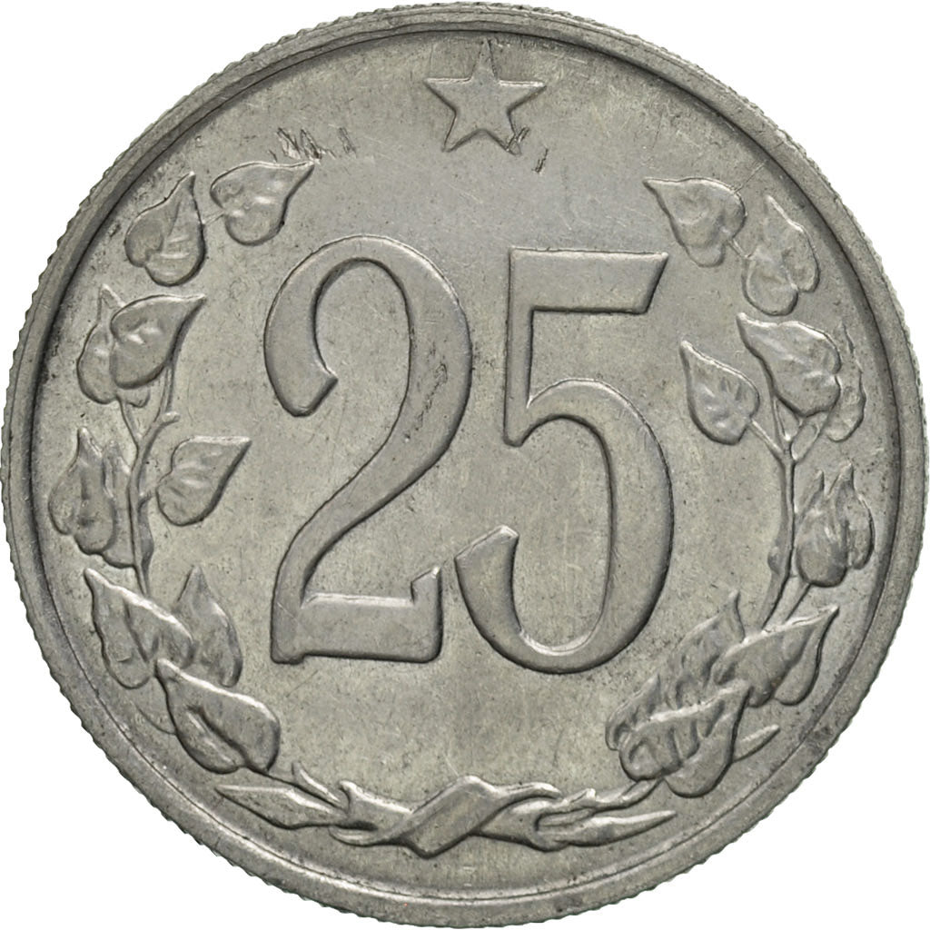 Czechoslovakia, 25 Haleru, 1963, AU(55-58), Aluminum, KM:54