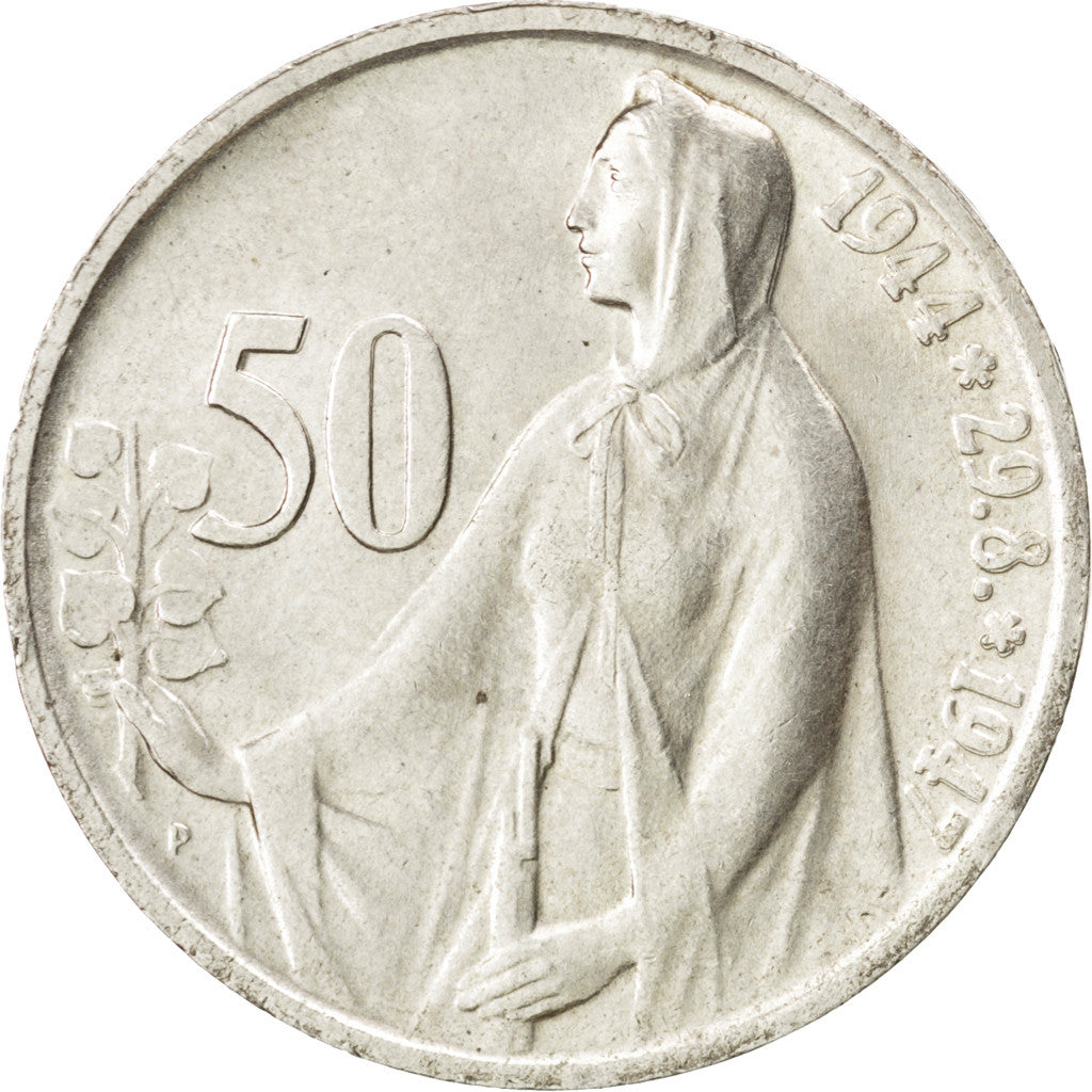 Coin, Czechoslovakia, 50 Korun, 1947, MS(63), Silver, KM:24