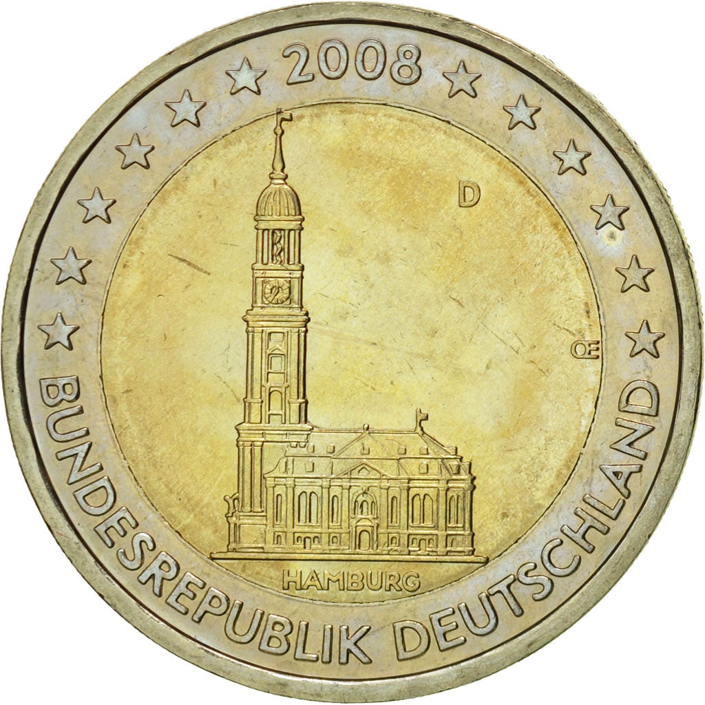 GERMANY - FEDERAL REPUBLIC, 2 Euro, 2008, AU(55-58), Bi-Metallic, KM:258