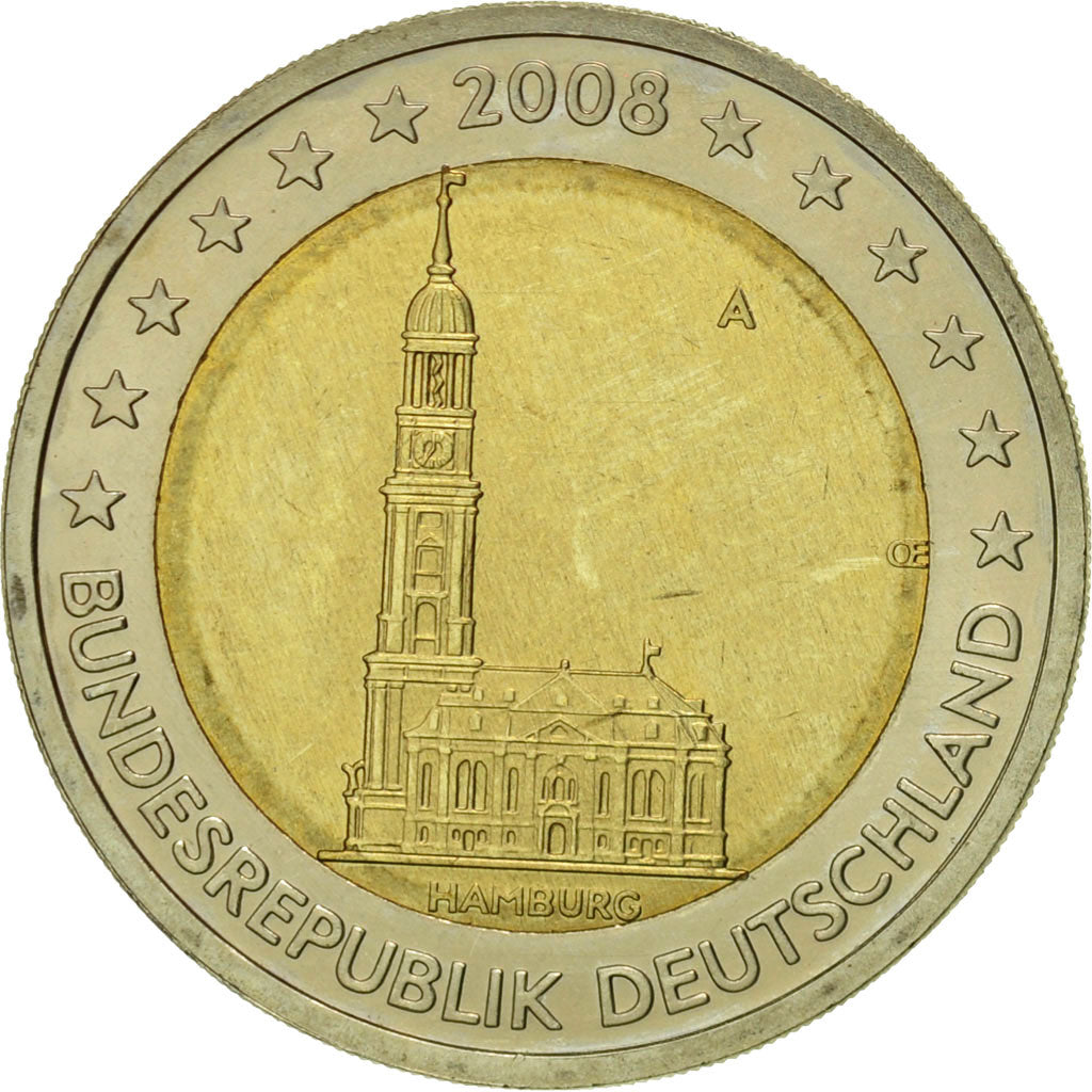GERMANIA - REPUBBLICA FEDERALE, 2 Euro, 2008, SPL-, Bi-metallico, KM:261