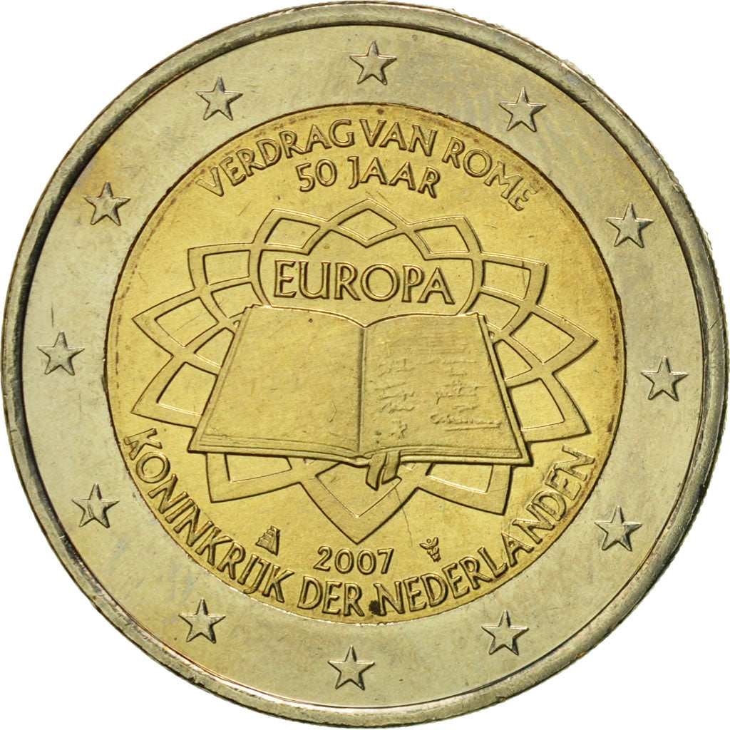 Netherlands, 2 Euro, Traité de Rome 50 ans, 2007, MS(63), Bi-Metallic, KM:273