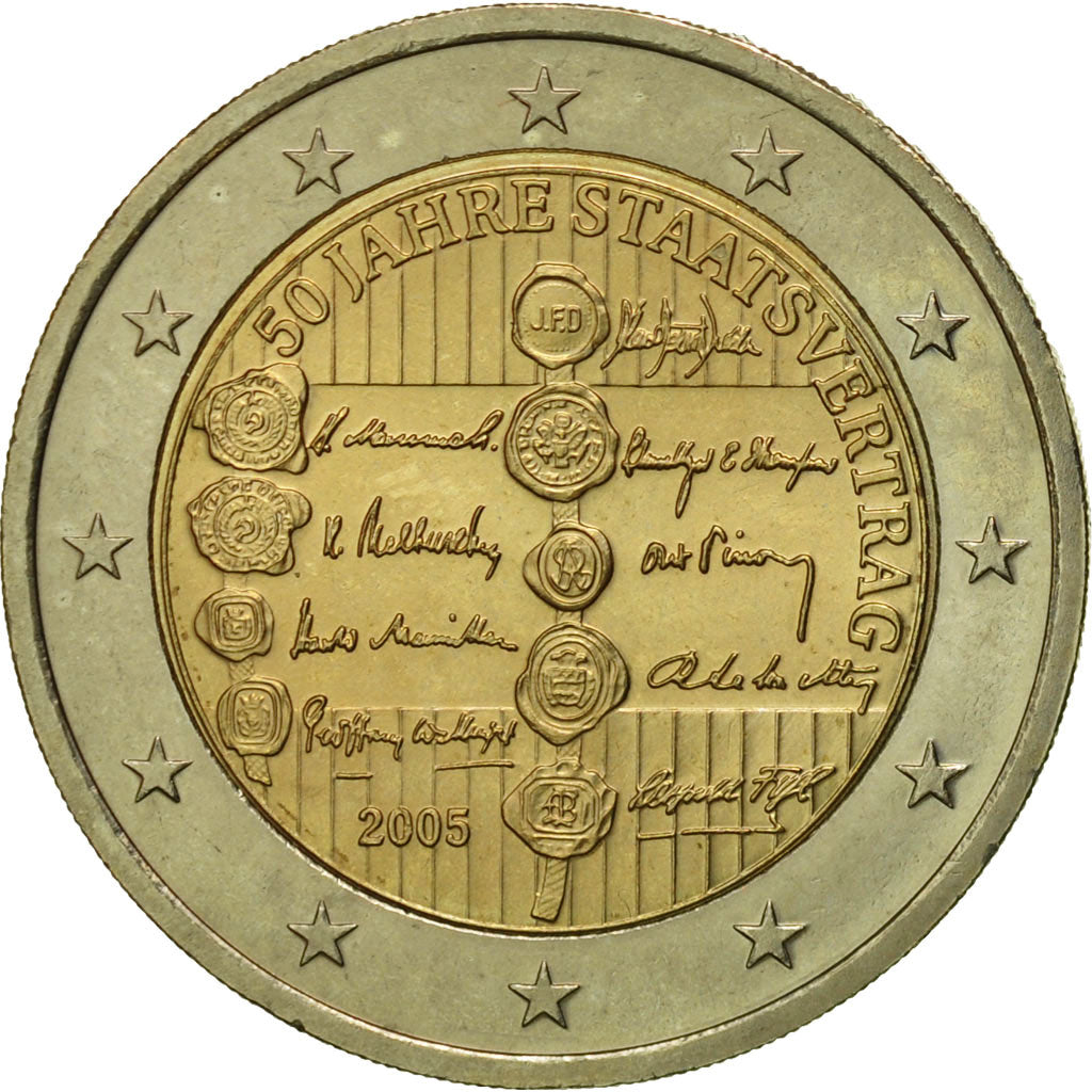 Austria, 2 Euro, State Treaty, 2005, MS(63), Bi-Metallic, KM:3124
