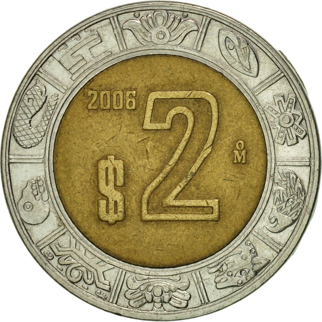 Moneta, Messico, 2 Pesos, 2006, Mexico City, BB, Bi-metallico, KM:604