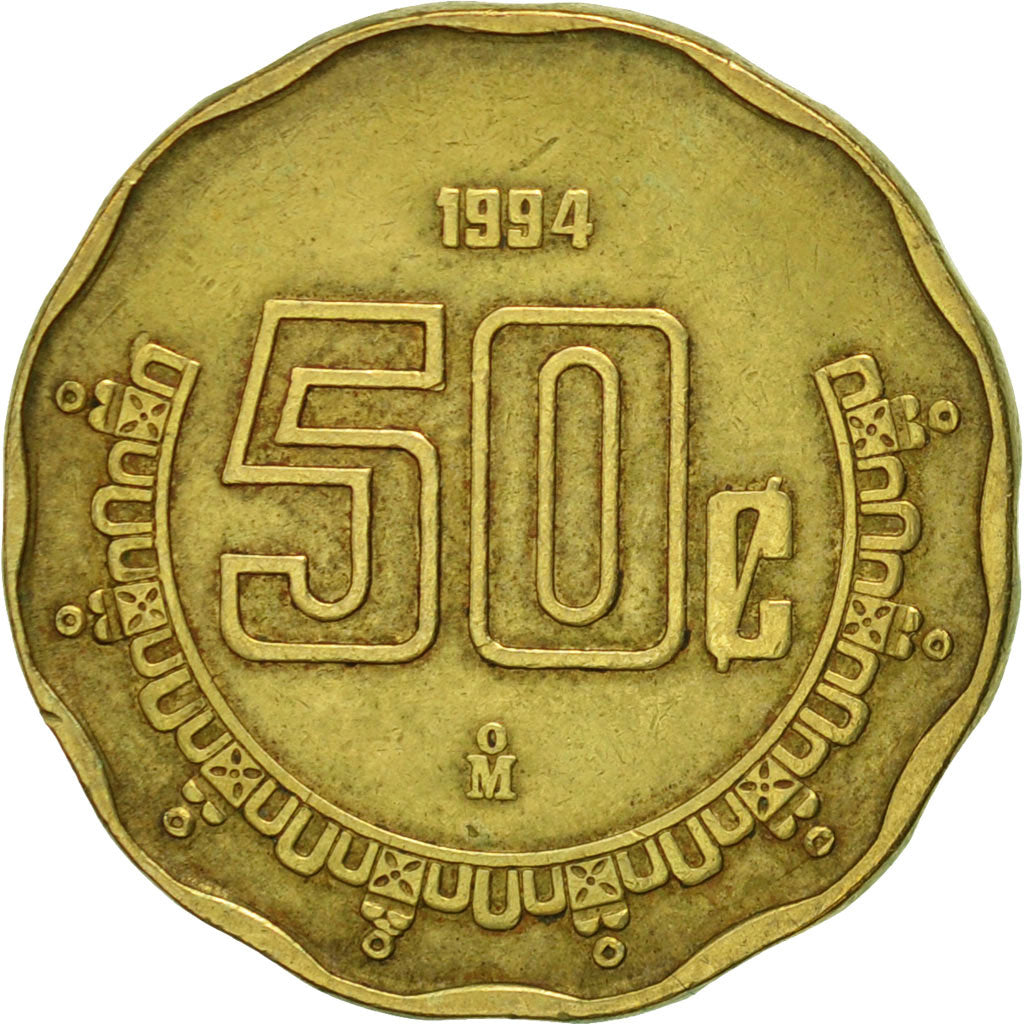Coin, Mexico, 50 Centavos, 1994, Mexico City, EF(40-45), Aluminum-Bronze, KM:549