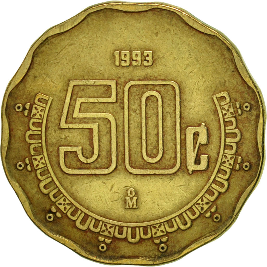 Moneta, Mexico, 50 Centavos, 1993, Mexico City, EF(40-45), Aluminium-Brąz