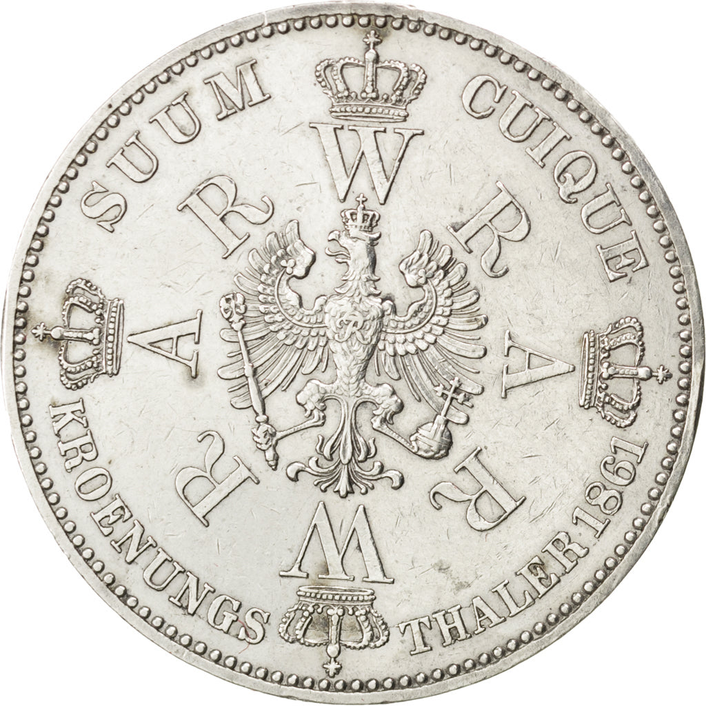 GERMAN STATES, Thaler, 1861, Berlin, KM #488, AU(55-58), Silver, 18.47